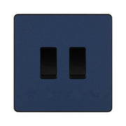 BG Evolve Matt Blue 2 Gang Custom Grid Switch 1x Intermediate 1x 2 Way Switch by British General (BG-Evolve-DB-2G-CUSTOM-1x-INT-1x-2WAY-SP)