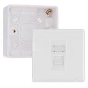 BG Nexus White RJ45 CAT6 Module with Single Faceplate, 1 Port Network Socket & 32mm Back Box (White Insert) by British General (BG-EMRJ45C6W-1G-32)