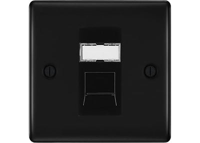 BG Nexus Matt Black Single 1 Gang RJ45 Data Socket NFBRJ451B Black Insert by British General (BG-NFBRJ451B)