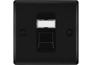 BG Nexus Matt Black Single 1 Gang RJ45 Data Socket NFBRJ451B Black Insert by British General (BG-NFBRJ451B)