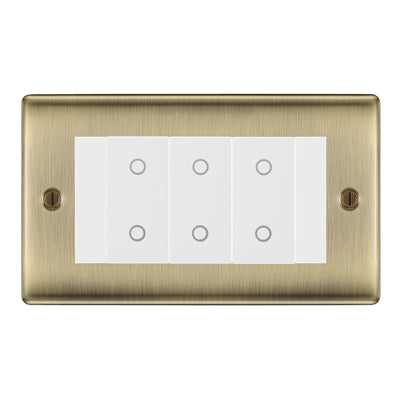 BG Nexus Antique Brass Triple Master Touch Dimmer Switch - White Insert by British General (BG-EMTDMW+NABEMR4)