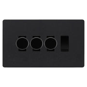 BG Evolve Matt Black 4 Gang Light Switch 3x Trailing Edge LED Dimmer1x 2 Way Custom Switch by British General (Evolve-MB-CUSTOM-4GANG-3x-DIMMER-1x-2WAY)