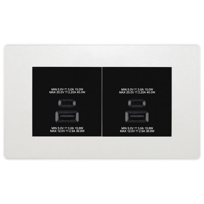 BG Evolve Pearlescent White 4G Faceplate with 45W USB A+C Charger Modules – Black Insert