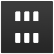 BG RPCDBC6B Evolve Grid Black Chrome 6 Module Square Front Plate - Black Trim by British General (BG-RPCDBC6B-Shopify-SA_1)