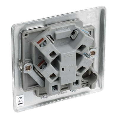 BG Nexus Brushed Steel 13A Unswitched Fused Connection Unit NBS54 with 25mm Steel Back Box