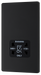 PCDMB20B Front - This Evolve Matt Black dual voltage shaver socket from British General is suitable for use with 240V and 115V shavers and electric toothbrushes.