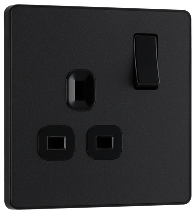 BG Evolve PCDMB21B Matt Black 1 Gang 13A Switched Socket-Black Insert
