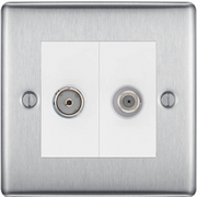 BG Nexus Metal Brushed Steel TV & Satellite Socket NBS65W by British General (BG-NBS65W)