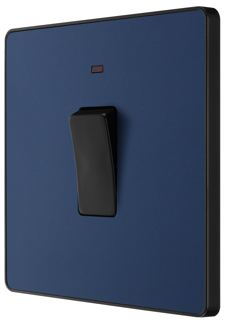 Led Blue Switch BG PCDDB31B Matt Blue Evolve 20A 2 Pole LED Switch - Black