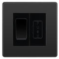 BG Evolve Black Chrome 20A Double Pole Switch & 13A Fused Spur Plate | Black Insert