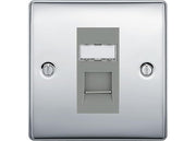 BG Nexus Metal Polished Chrome 1 Gang RJ45 Data Socket NPCRJ451 Grey Insert by British General (BG-NPCRJ451G)