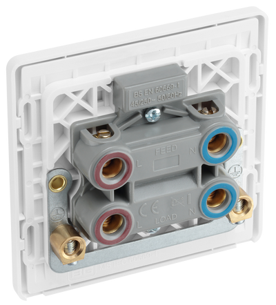 BG PCDBS74W Brushed Steel Evolve 45A 2 Pole LED Switch - White Insert