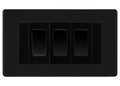 BG Matt Black Screwless 3G Switch 2x Intermediate 1x 2 Way Switch - Black Insert