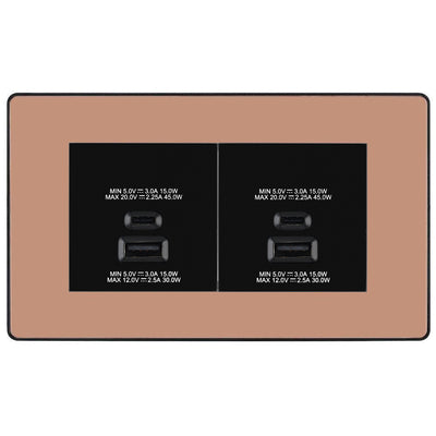 BG Evolve Polished Copper 4G Faceplate with 45W USB A+C Charger Modules – Black Insert