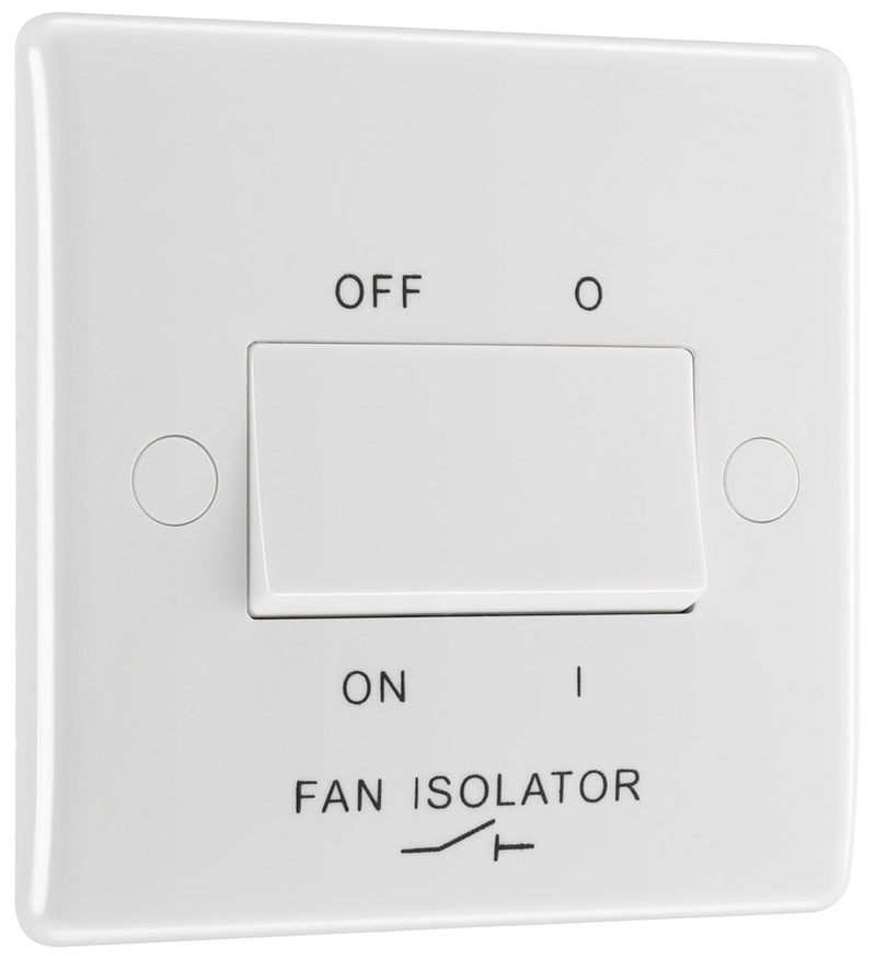 BG 815 Moulded Round Edge | White | 1 Gang 10AX 3 Pole Fan Isolator Switch