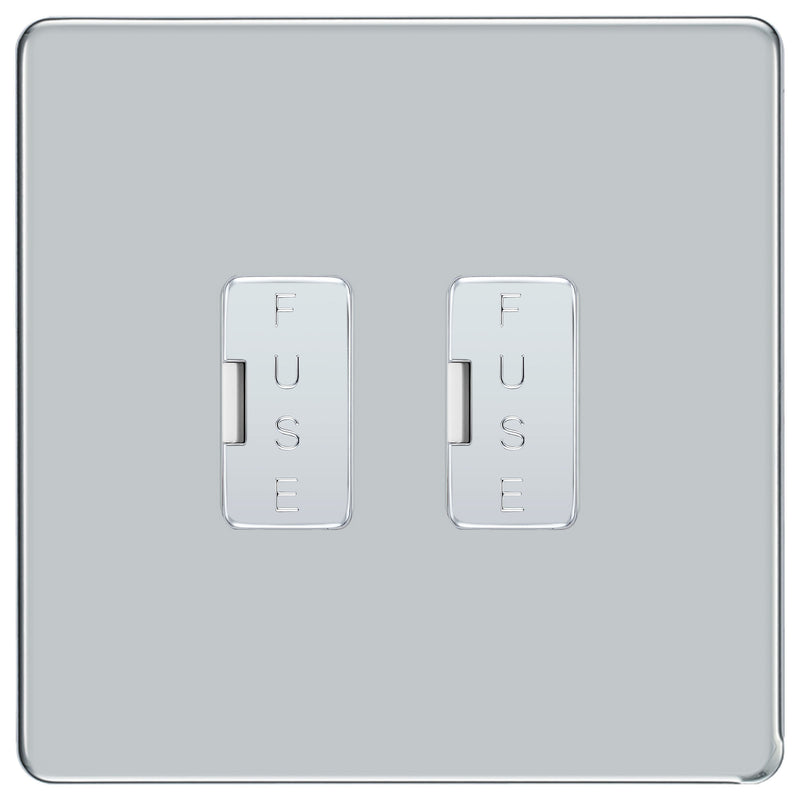 BG Screwless Polished Chrome 2 Gang Unswitched Fused Spur 13 Amp Connection Unit