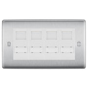 BG Nexus Brushed Steel 4 Gang RJ45 CAT6 Data Socket White Inserts by British General (BG-NBSRJ454C5EW)