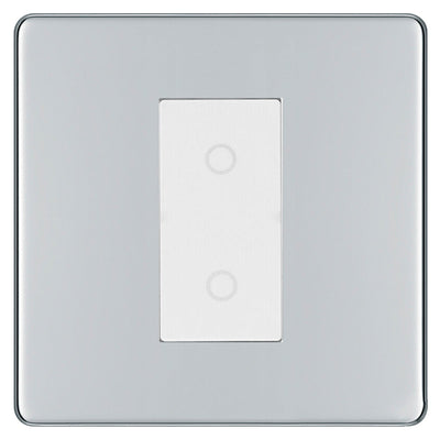 BG Nexus Screwless Polished Chrome Single Master Touch Dimmer Switch White Insert FPCTDM1W by British General (BG-EMTDMW+FPCEMS1)