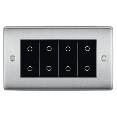 BG Nexus Brushed Steel Quad Master Touch Dimmer Switch Black Inserts NBSTDM4B by British General (BG-NBSTDM4B)