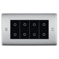 BG Nexus Brushed Steel Quad Master Touch Dimmer Switch Black Inserts NBSTDM4B
