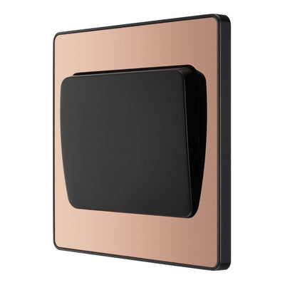 BG Evolve Polished Copper 1G Wide Rocker Light Switch PCDCP12WB with 25mm Steel Back Box