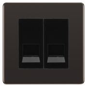 BG Screwless Black Nickel Double Secondary Telephone Socket, Screw Terminal - Black Insert by British General (BG-FBNEMS2+EMBTSSB)