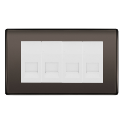 BG Nexus Black Nickel 4 Gang Secondary Telephone Socket, Screw Terminal - White Insert by British General (BG-NBNEMR4+EMBTSSW)