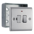 BG Nexus Brushed Steel 13A Neon Switched Fused Connection Unit & Surface Pattress Back Box