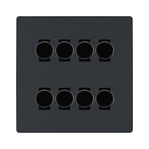 BG Evolve Matt Grey 8 Gang Trailing Edge LED Dimmer Light Switch 2 Way Custom Switch