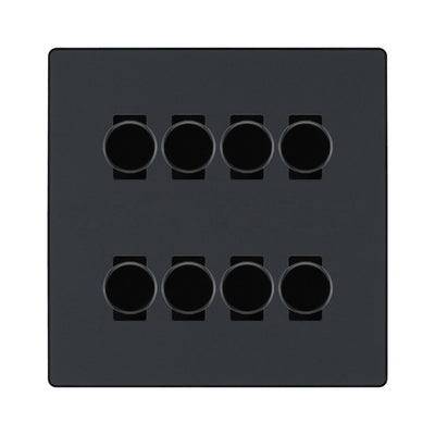 BG Evolve Matt Grey 8 Gang Trailing Edge LED Dimmer Light Switch 2 Way Custom Switch by British General (Evolve-MG-CUSTOM-8GANG-8x-DIMMER-2WAY)