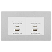BG Evolve Brushed Steel 4G Faceplate with 45W USB A+C Charger Modules - White Insert by British General (BG-PCDBSEMR4W+EMUSBAC45W)