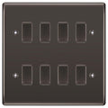 BG Black Nickel 8 Gang Intermediate Custom Grid Light Switch with Back Box Included