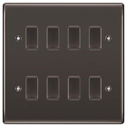 BG Black Nickel 8 Gang Intermediate Custom Grid Light Switch with Back Box Included by British General (BG-NEXUS-BN-8G-CUSTOM-8x-INT-SWITCH)