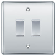 BG Polished Chrome 2 Gang Light Switch 1x Intermediate 1x 2 Way Custom Switch by British General (BG-NEXUS-PC-2G-CUSTOM-1x-INT-1x-2WAY-SP)