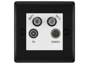 BG Nexus Matt Black TV/FM/2x SAT Quadplex Socket – White Insert by British General (BG-NFBTVFMSAT2W)
