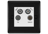 BG Nexus Matt Black TV/FM/2x SAT Quadplex Socket – White Insert by British General (BG-NFBTVFMSAT2W)