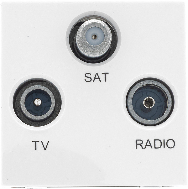 BG White EMTVFMSATW Triplexed TV/ FM DAB/ SAT TV Outlet Euro Module Satellite