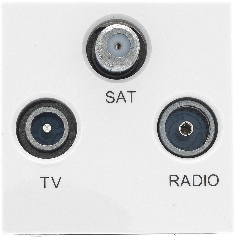 BG White EMTVFMSATW Triplexed TV/ FM DAB/ SAT TV Outlet Euro Module Satellite