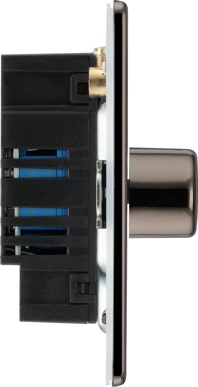 BG Electrical FBN83 Nexus Flatplate Screwless Black Nickel 3 Gang 200W 2 Way Trailing-Edge Push Dimmer Switch