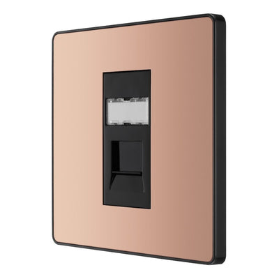 BG Evolve Polished Copper RJ45 Cat6 Single Data Outlet PCDCPRJ451B with 35mm Steel Back Box