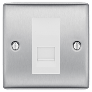 BG Nexus Brushed Steel Single Secondary Telephone Socket, Screw Terminal - White Insert by British General (BG-NBSEMS1+EMBTSSW)