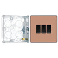 BG Evolve Polished Copper 3 Gang 20A 16AX 2 Way Light Switch PCDCP43B with 25mm Steel Back Box