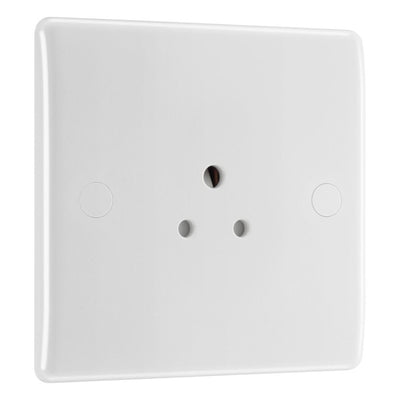 BG Electrical 2A Unswitched Round Pin Socket White & 32mm Pattress Back Box