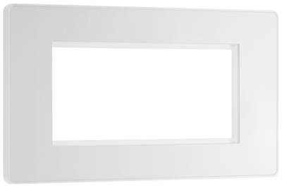 BG PCDCLEMR4W Pearlescent White Evolve 4 Euro Module Front Plate - White Insert