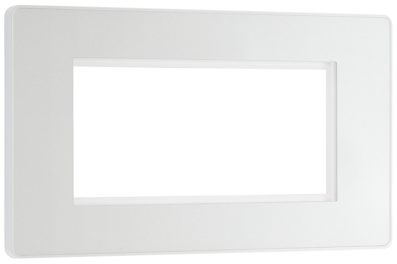BG PCDCLEMR4W Pearlescent White Evolve 4 Euro Module Front Plate - White Insert