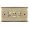 BG Antique Brass 3 Gang Switch 2x Trailing Edge LED Dimmer 1x 2 Way Custom Grid