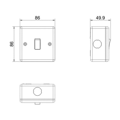 BG MC512 Metal Clad 20A 16AX 2 Way Single Light Switch by British General (BG-MC512)