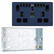 BG Evolve Matt Blue Double USB Socket with WiFi Extender PCDDB22UWRB with 25mm Steel Back Box