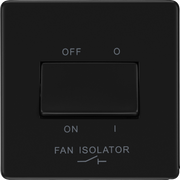 BG Nexus Flatplate Screwless Matt Black Fan Isolator Switch Triple Pole FFB15 by British General (BG-FFB15-1)