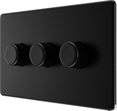 BG Flatplate Screwless Matt Black 3G Dimmer Switch FFB83 by British General (BG-FFB83-1)